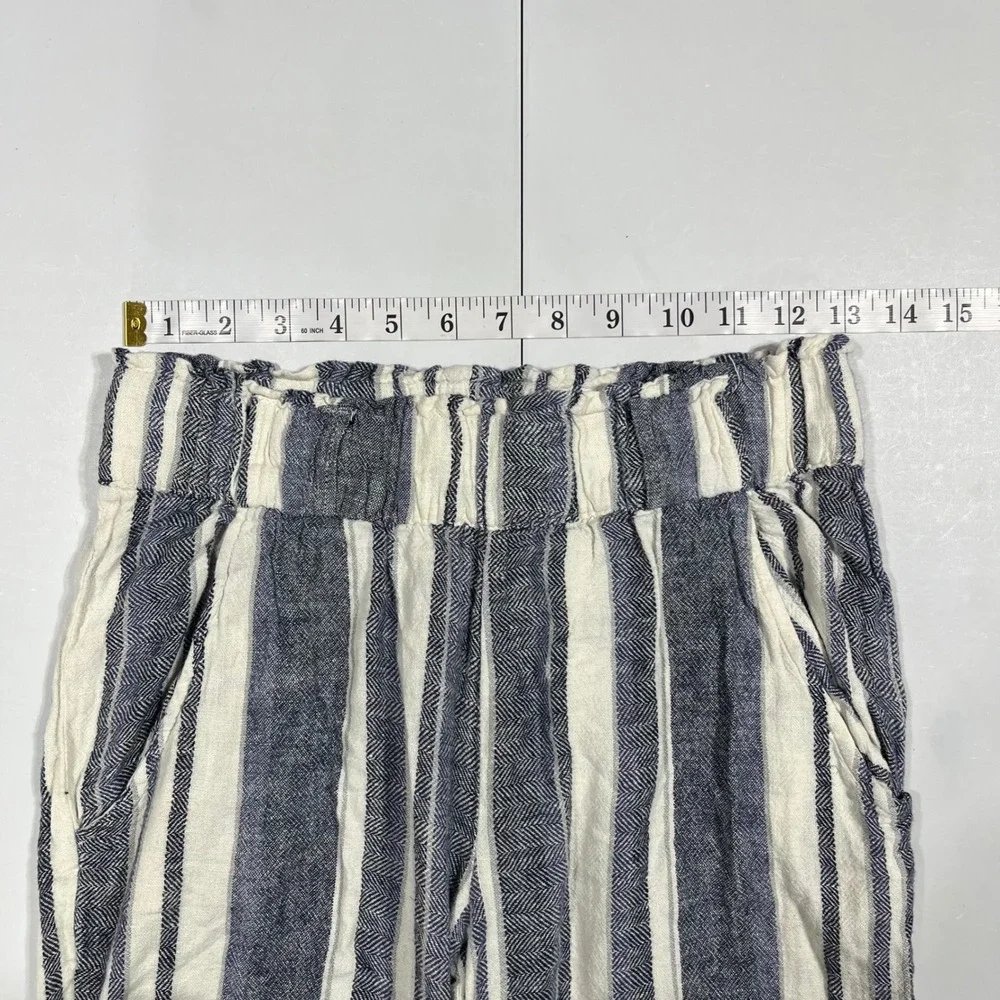 Indigo Rein Fisherman Nautical Striped Wide Leg Linen Pants Coastal Womens Small